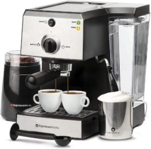 EspressoWorks All-In-One Espresso Machine & Cappuccino, Barista Bundle Set