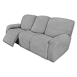 Best 8 Pieces Recliner Sofa Stretch Slipcover for 3 Seater Recliner