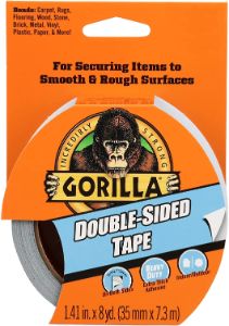 10. Gorilla Double-Sided Tape for Smooth & Rough Surfaces - Multipurpose Indoor-Outdoor Use