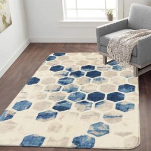 Lahome Non-Slip Area Rug for Living Room Bedrooms - Faux Wool Rugs For Hardwood Floors